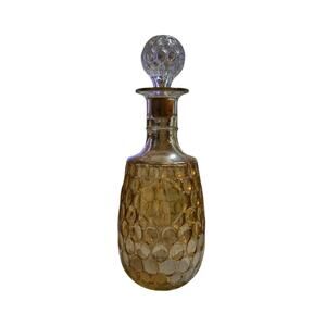 Vintage MCM Old Forester Marigold Carnival Glass Thumbprint Whiskey Decanter